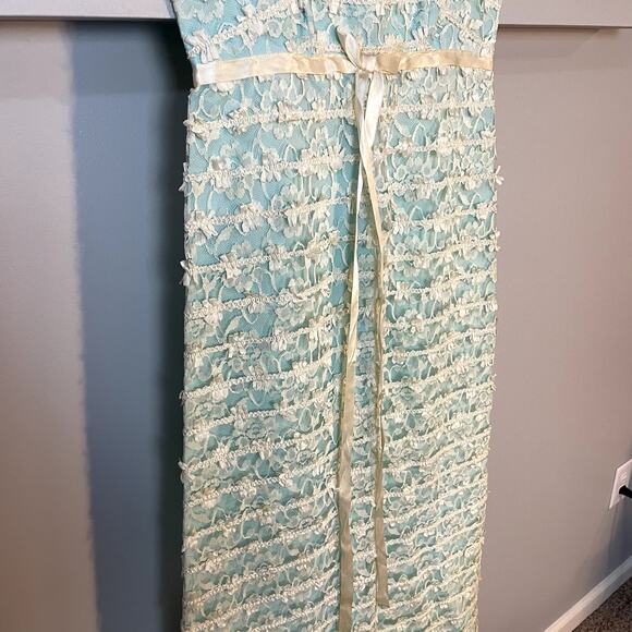 Vintage Handmade Regency Style Floral Lace Blue A-Line Dress SZ S | Bridgerton - Picture 6 of 14